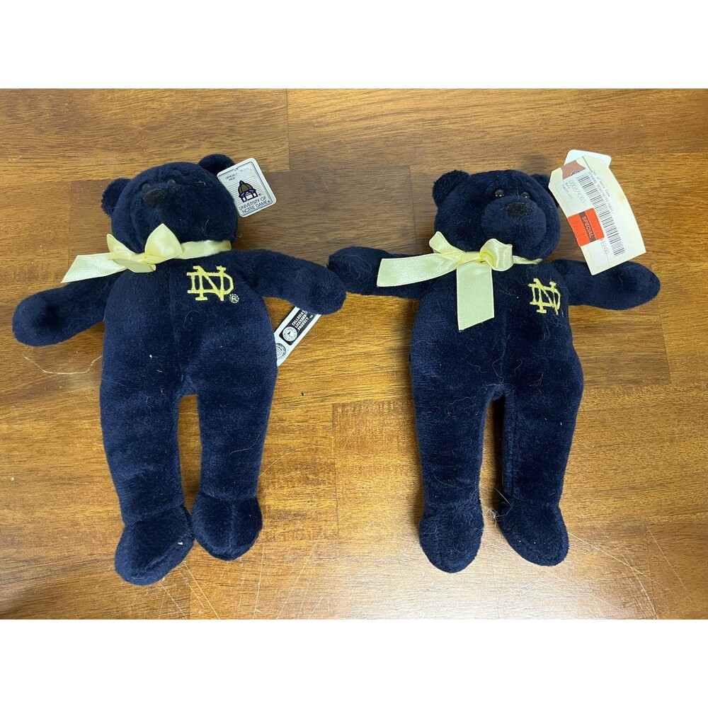 Vintage University of Notre Dame Fighting Irish Teddy Bear Plush w/ Tags Lot 2
